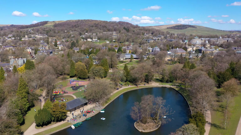 A view of Pavilion gardens from our holiday apartments in Buxton